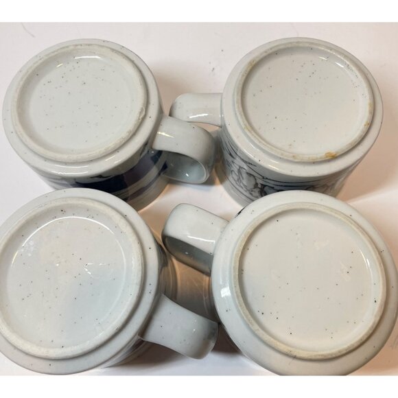 Set Of 4 Vintage Penguin Design Ceramic Coffee Mugs With Arctic Scene - 8 Oz Cap - Picture 6 of 9